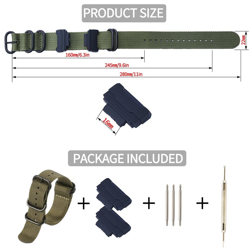 MCXGL Heavy duty nylon watch strap + Adapter 16mm Replacement for GShock Dw5600 GW6900 GA110 GA120 GA100 mens watch band - Image 3